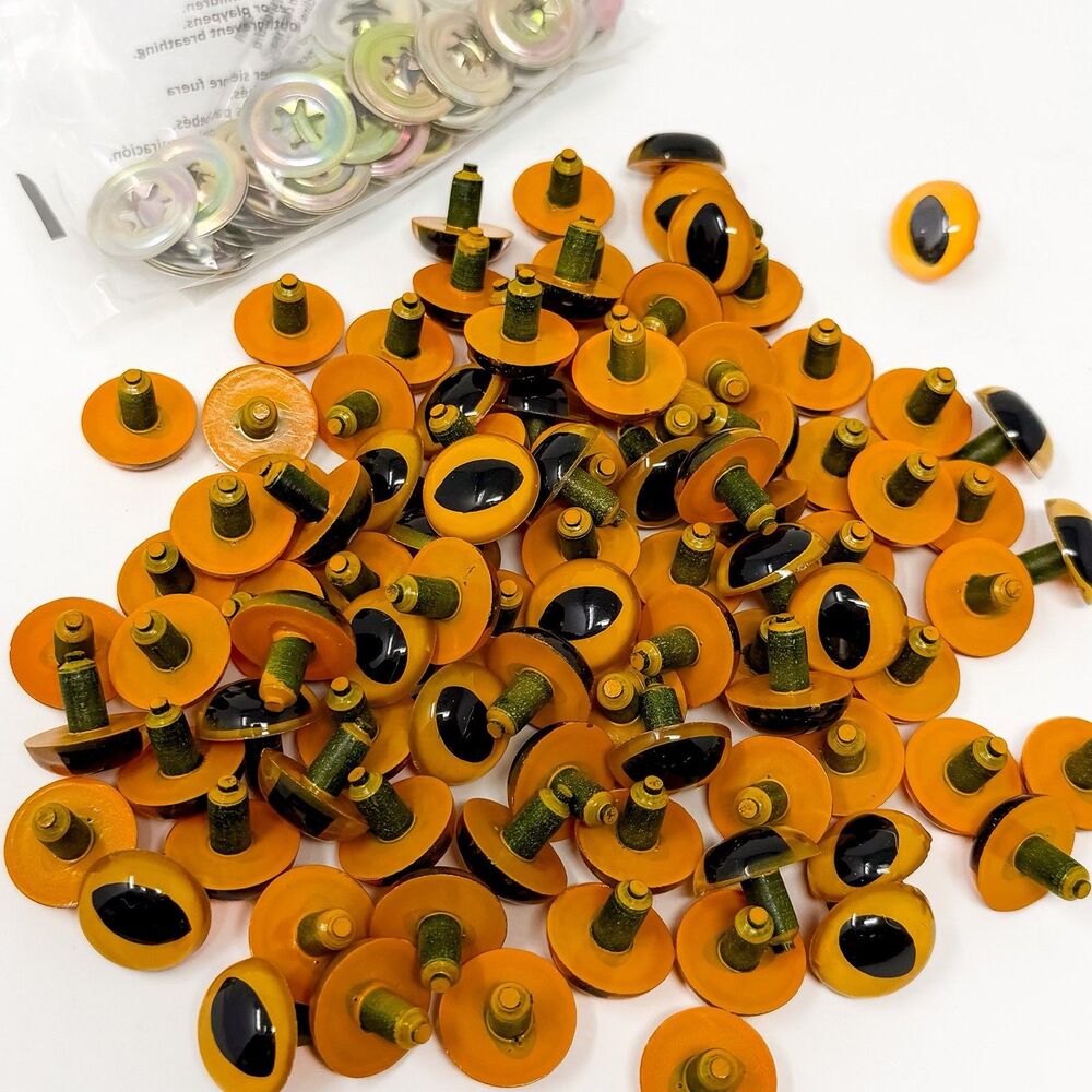 Vintage 21mm Orange Cat Safety Eyes Lot 48 Pairs Teddy Bear Doll Craft Parts